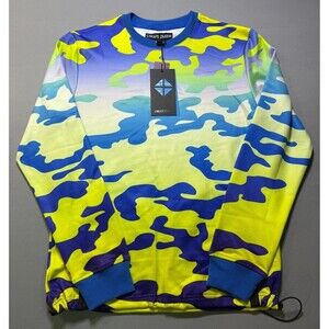 Create 2MRW Crew Neck Sweatshirt Men Small Blue Camo Long Sleeve w/ Ribbed Hems
